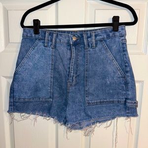 High Waisted Dark Wash Denim Shorts - Size 10